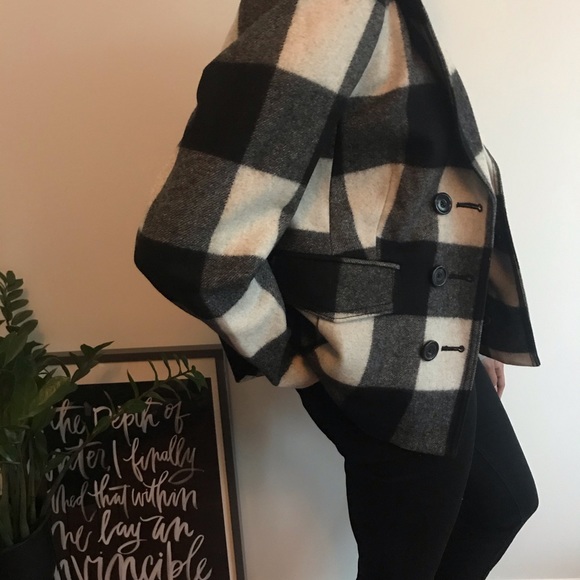 Banana Republic Checkered Carla Pea Coat - Picture 3 of 8